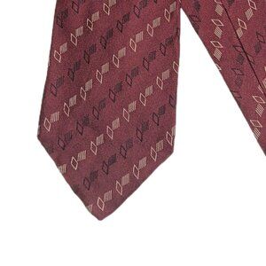 Vintage Giorgio Armani Cravatte Silk Tie Men’s 60" Burgundy Geometric Boho Wide